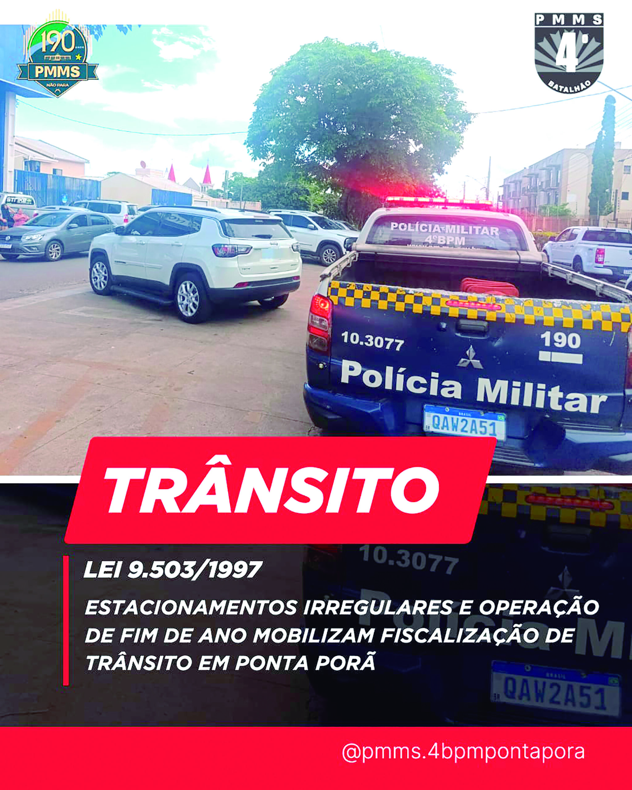 Estacionamentos irregulares e operação de fim de ano mobilizam fiscalização de trânsito em Ponta Porã