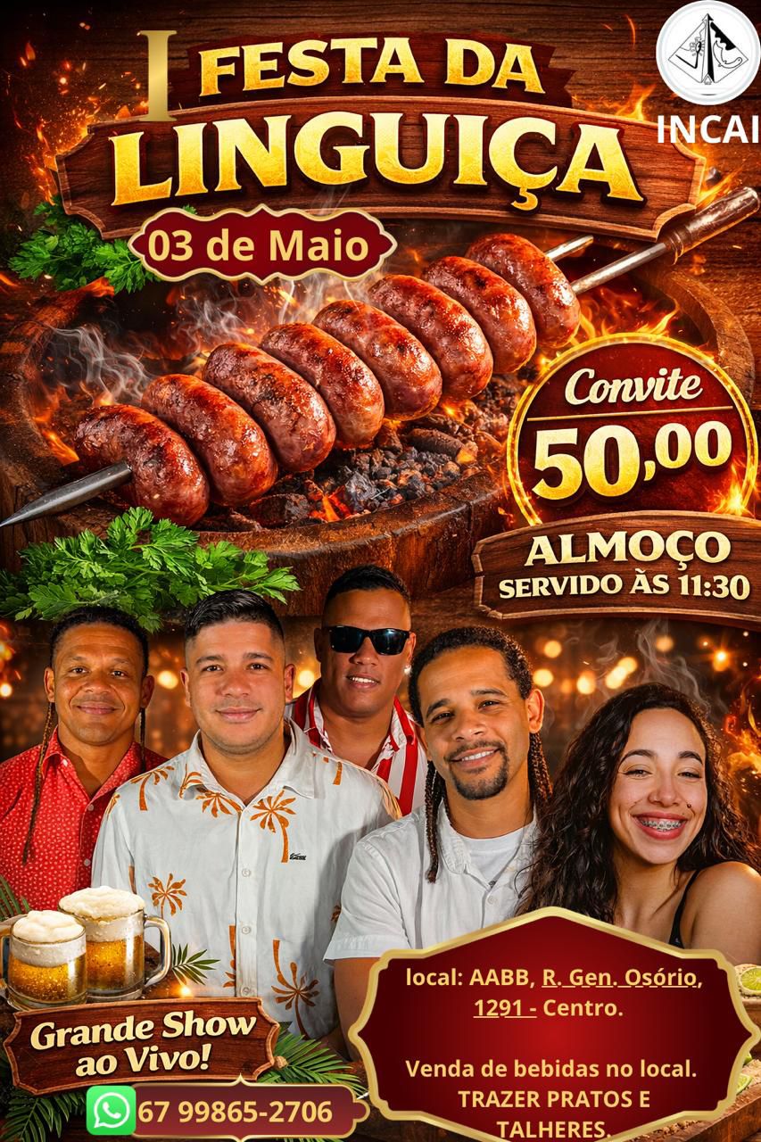 I Festa da Linguiça com grande Show ao vivo no AABB